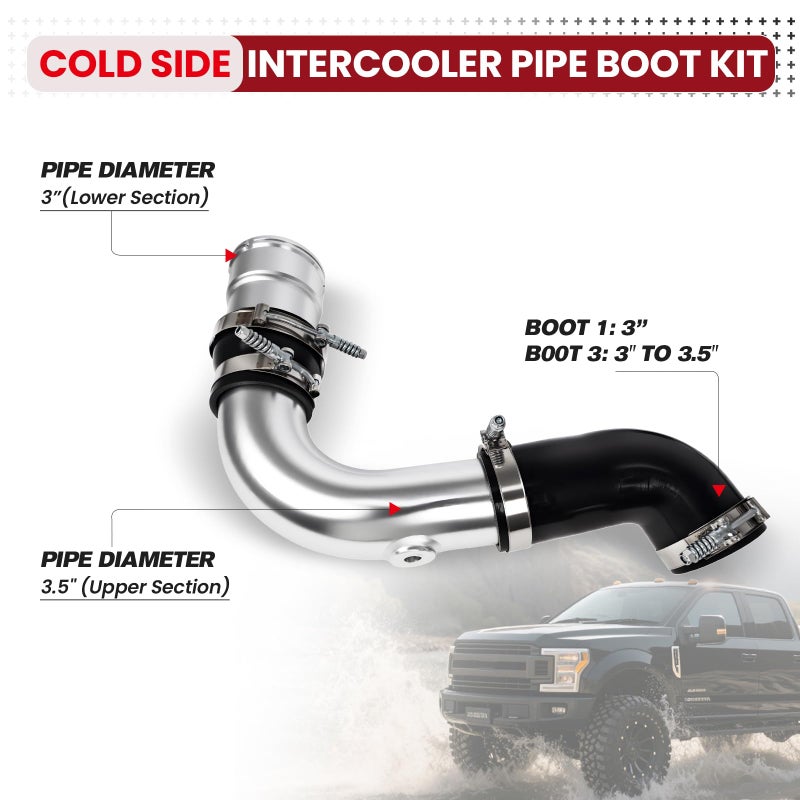 Autoptzxd Max Flow Hot & Cold Side Intercooler Pipe Boot Kit for 2011-2016 Ford 6.7L Powerstroke Diesel Compatible with F-250 F-350 F-450 Super Duty - Image 3