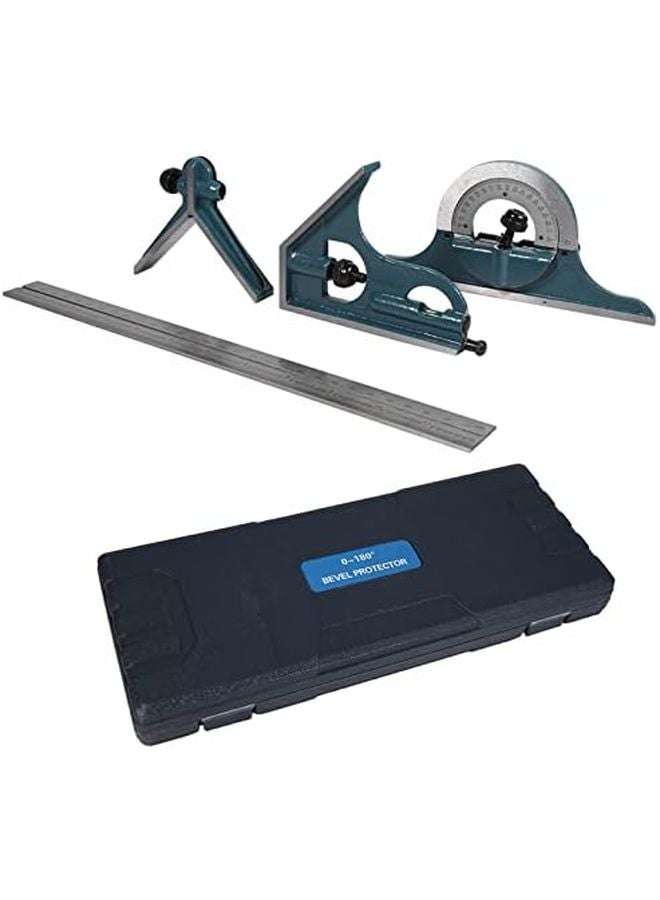Stainless Steel Universal Bevel Angle Combination Square Protractor Ruler Set 180 Degree - Image 1