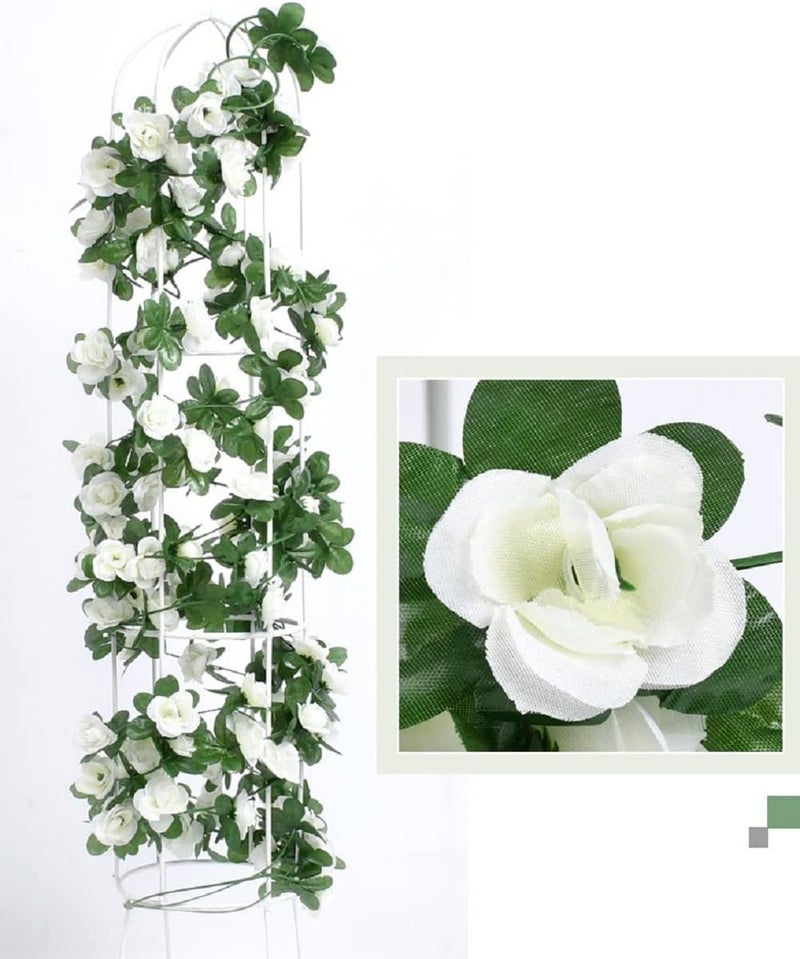 WEISPARK Fake Flowers - 4pcs 32.8 FT Artificial Rose Vine Flower Plants Hanging Rose Ivy for Home Hotel Office Wedding Party Garden Craft Art Décor (White) - Image 2