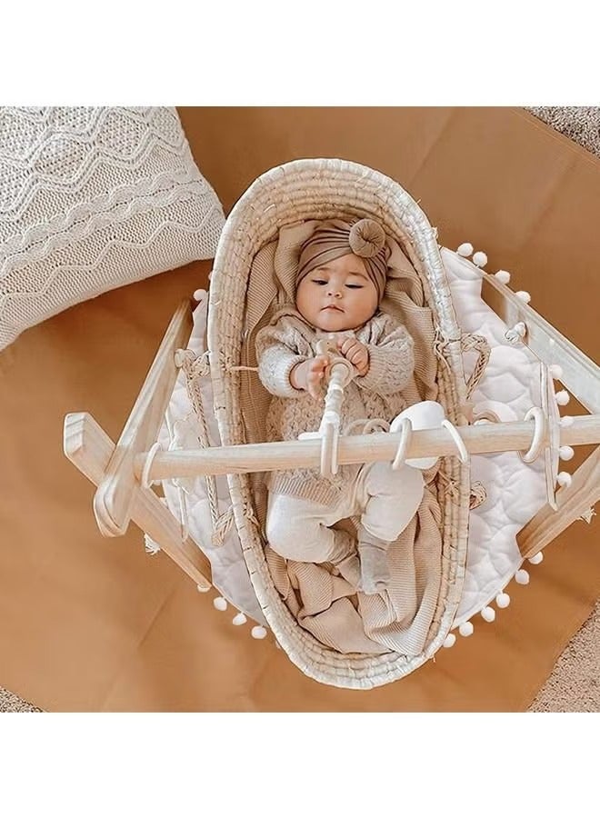XiuWoo Baby Play Gym Wooden Baby Gym with 6 Toys Foldable Play Gym Frame Activity Gym Hanging Bar Baby Toy - Image 4