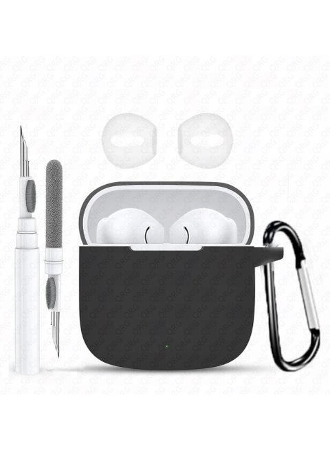 Silicone Protective Case Cover for Huawei FreeBuds Se 2/ Se 3 with Cleaner Kit and Ear Tips (Black)