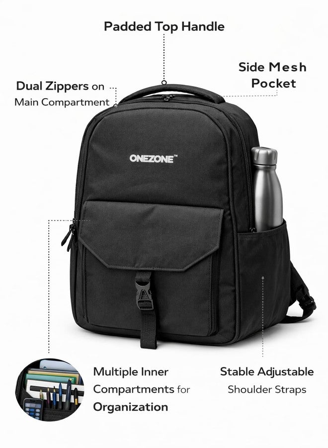 ONEZONE Waterproof Laptop Backpack - Travel, College & Work Bag for Men, Durable Water-Resistant Carry-On (Black) - Image 3