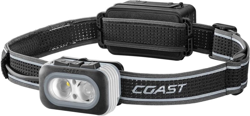 Coast RL20R 1000 Lumen TriColor LED Rerchargeable Headlamp with Flood and Spot Beams Variable Light Control Fixed Focus UltraStrap RedGreen Modes - Image 1