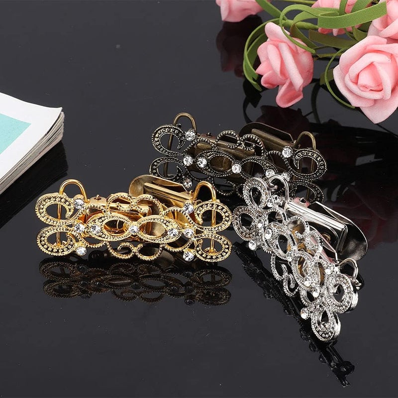 klarako Cardigan Clip,Cardigan Clip Brooch 3pcs Hollow Flower Pattern Sweater Clips Brooch for Women Cardigans Clothing, Shawl Clip for Women Girls Vintage Sweater Shawl Clips Retro Cardigan Collar Clip - Image 5