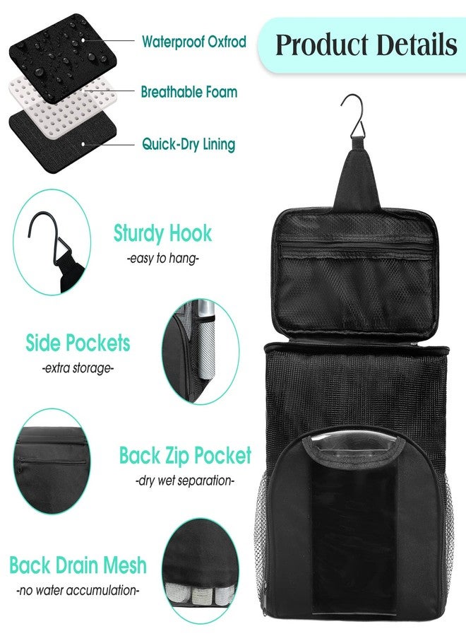 Attmu Portable Shower Caddy College Tote Bag, Quick Dry Hanging Toiletry Bag, Large Capacity Mesh Shower Caddy Portable for College Dorm Room Essentials for Boys and Girls for Bath Camping (Black) - Image 4