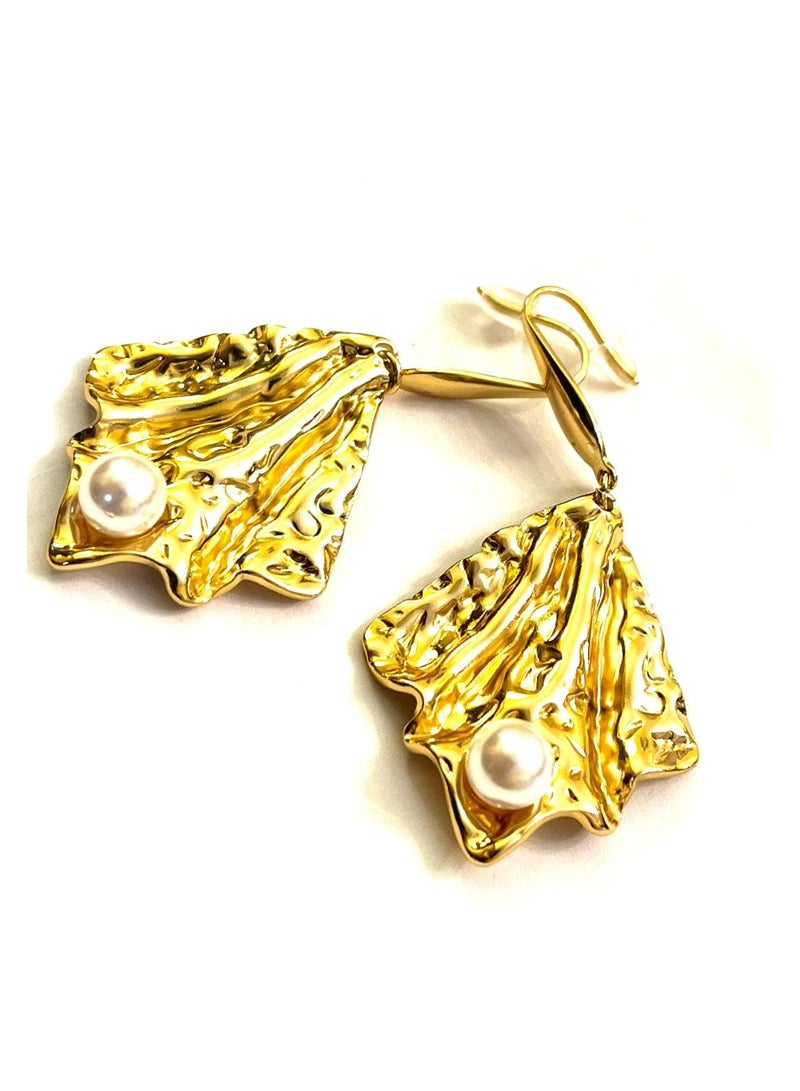 Trio Earrings Dainty Dangling Pearls Earrings - Image 1