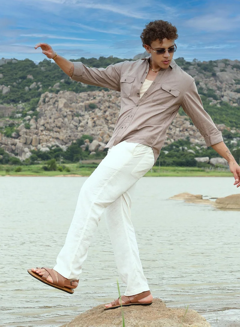 Campus Sutra Heathered Utility Shirt