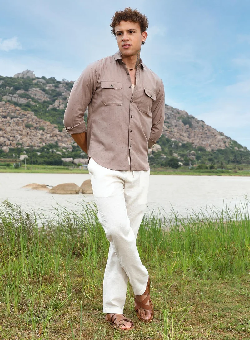 Campus Sutra Heathered Utility Shirt