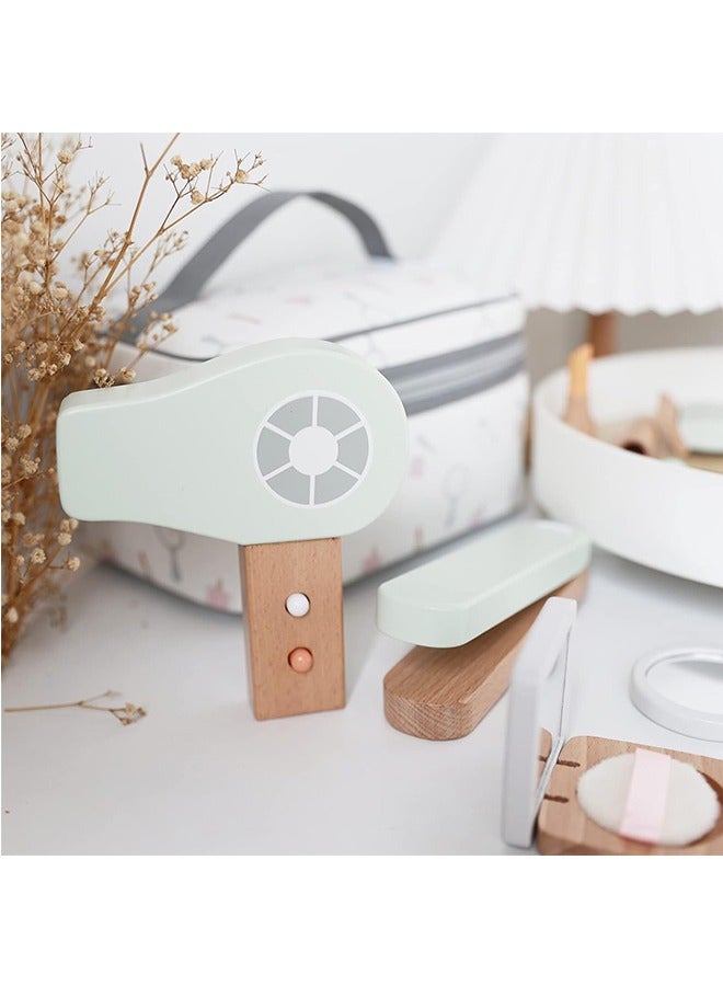 Beauenty wooden makeup toy set pretend wood beauty salon toys toddler wooden makeup kit for girls 16pc - Image 2