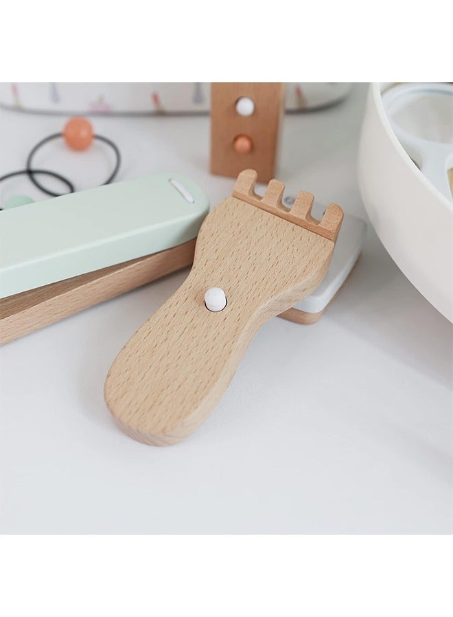 Beauenty wooden makeup toy set pretend wood beauty salon toys toddler wooden makeup kit for girls 16pc - Image 5