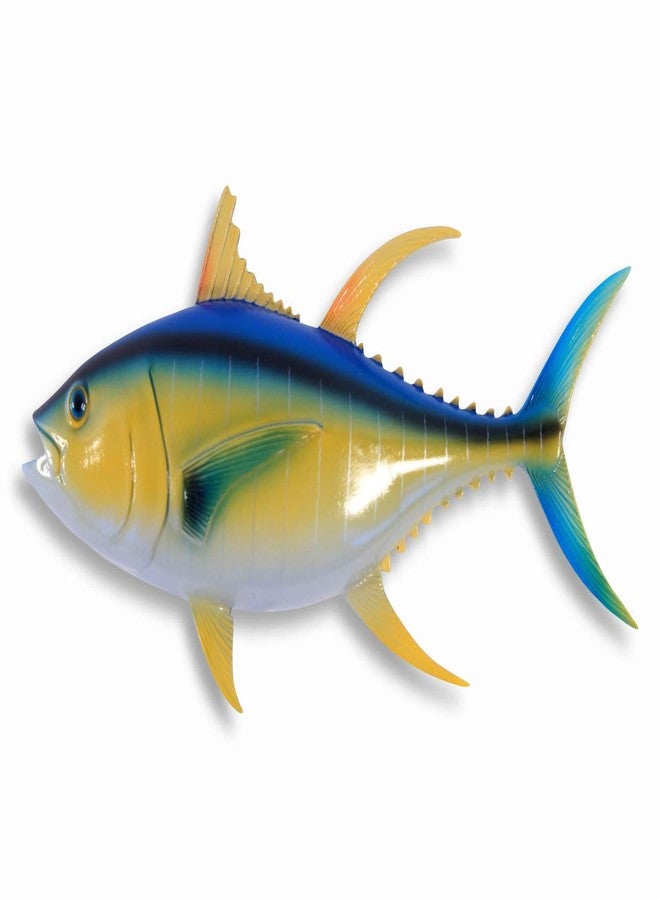 Lx Hand Painted 12" Yellow Fin Tuna Salt Water Game Fish Wall Mount Decor Plaque - Image 1