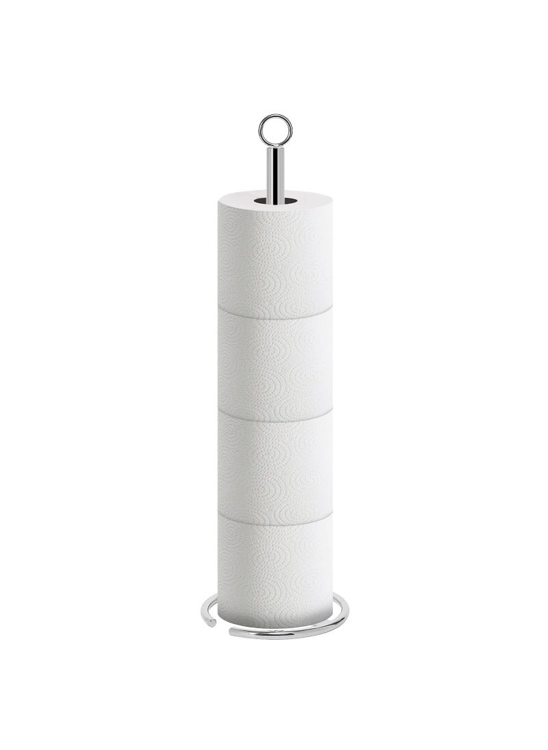 NearMoon NearMoon Bath Toilet Paper Holder Stand  Free Standing Tissue Paper Storage with Reserve  Space Toilet 4 Rolls Holder for Bathroom/Kitchen Countertop-All Metal (1 Pack  Chrome Finish)  - Image 1