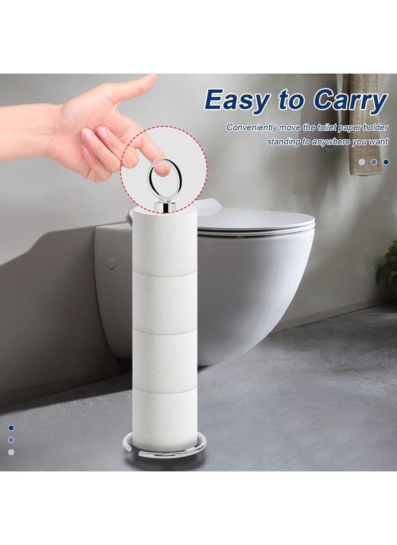NearMoon NearMoon Bath Toilet Paper Holder Stand  Free Standing Tissue Paper Storage with Reserve  Space Toilet 4 Rolls Holder for Bathroom/Kitchen Countertop-All Metal (1 Pack  Chrome Finish)  - Image 5