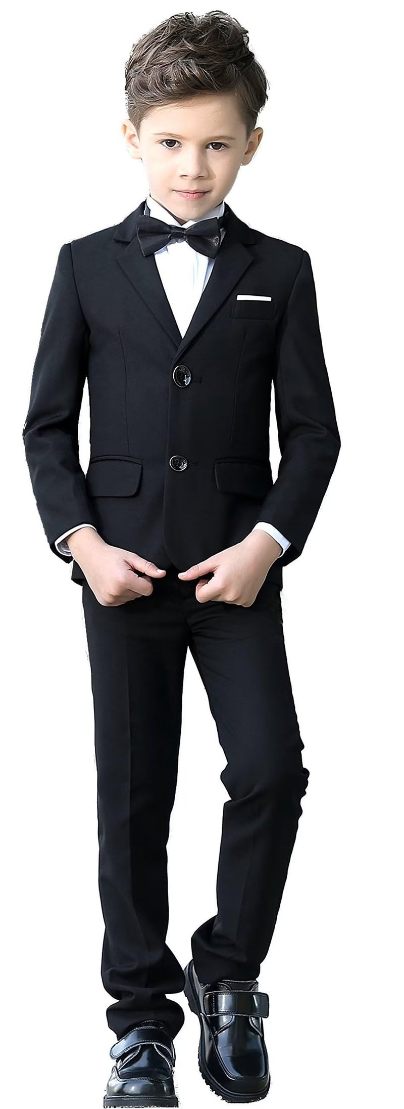 YuanLu Black Suit for Boys Slim Fit Formal Tuxedo Kids Wedding Guest Dresswear Ring Bearer Outfit Boy Homecoming Suits Size 7 - Image 1