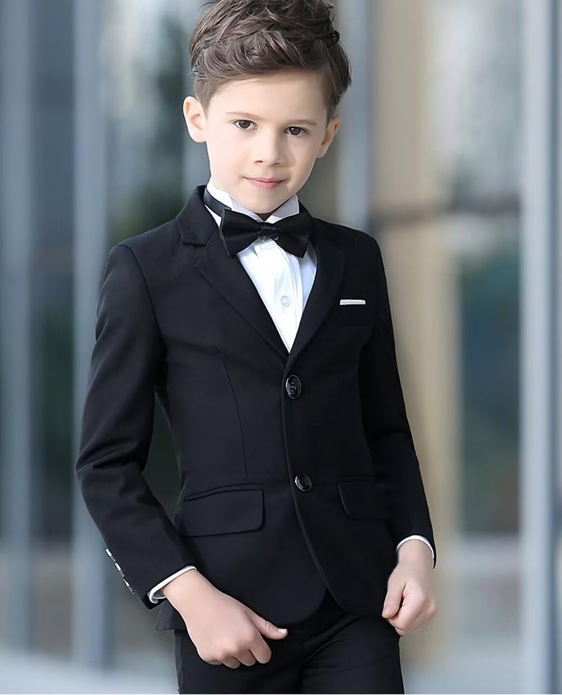 YuanLu Black Suit for Boys Slim Fit Formal Tuxedo Kids Wedding Guest Dresswear Ring Bearer Outfit Boy Homecoming Suits Size 7 - Image 4