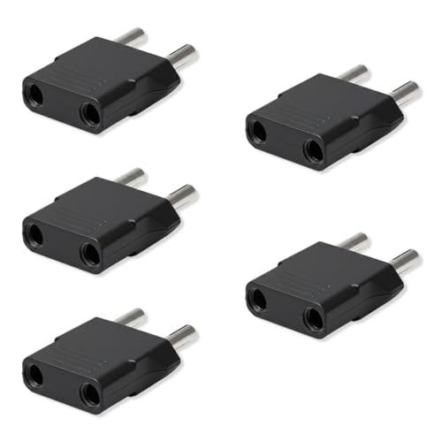 MX World Conversion Europe to India Plug Adapter Type D | Moulded Round 2 Pin to Round 4mm Indian Plug Converter | Universal Travel Power Adapter for Imported Electronics | Pack of 5 - Image 1