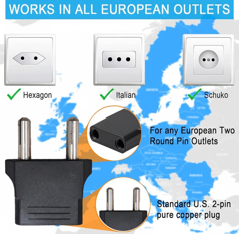MX World Conversion Europe to India Plug Adapter Type D | Moulded Round 2 Pin to Round 4mm Indian Plug Converter | Universal Travel Power Adapter for Imported Electronics | Pack of 5 - Image 5