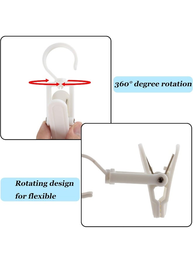 VinBee 20 PCS Laundry Hooks with Clips Super Strong Plastic Home Travel Swivel Hanging Hanger Closet Organizer Clamps Socks Boot Bras Towels for Bathroom Wardrobe Kitchen Office - 4.3 Inches (White) - Image 5