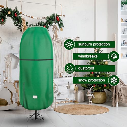 Riuog Upright Christmas Tree Storage Cover,Tear Resistant Adjustable Christmas Tree Storage Bag for 9 FT Artificial Tree Standing with Ornaments,Xmas Tree Cover, Dustproof - Image 4