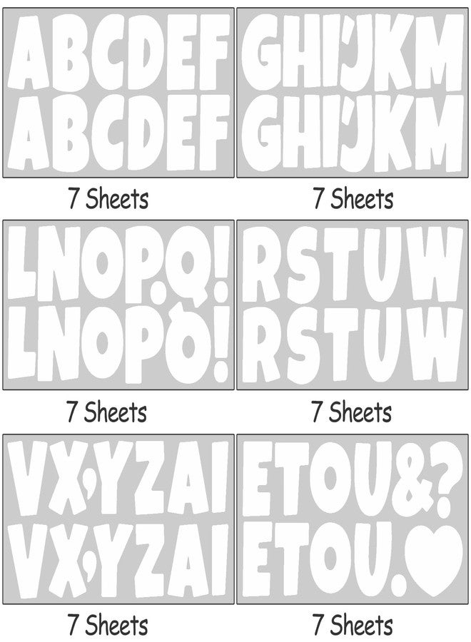 Bemeol 42 Sheets 504 Pieces Letter Stickers Bulletin Board Letters 2.5 Inch Self Adhesive Alphabet Sticker Letters for Poster Board Classroom Crafts Home Decor(White) - Image 3