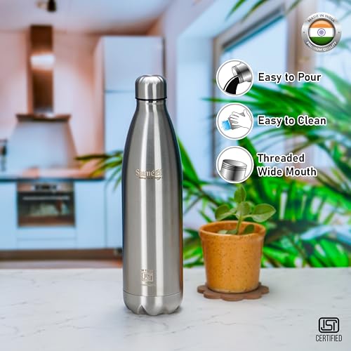 Sumeet Thermo1000 Stainless Steel 24 Hours Hot & Cold ISI Certified Double Walled Leak Proof Vacuum Flask/Water Bottle for Office/School/College/Gym/Picnic/Home/Trekking- 1000ml, Silver,2PC - Image 5