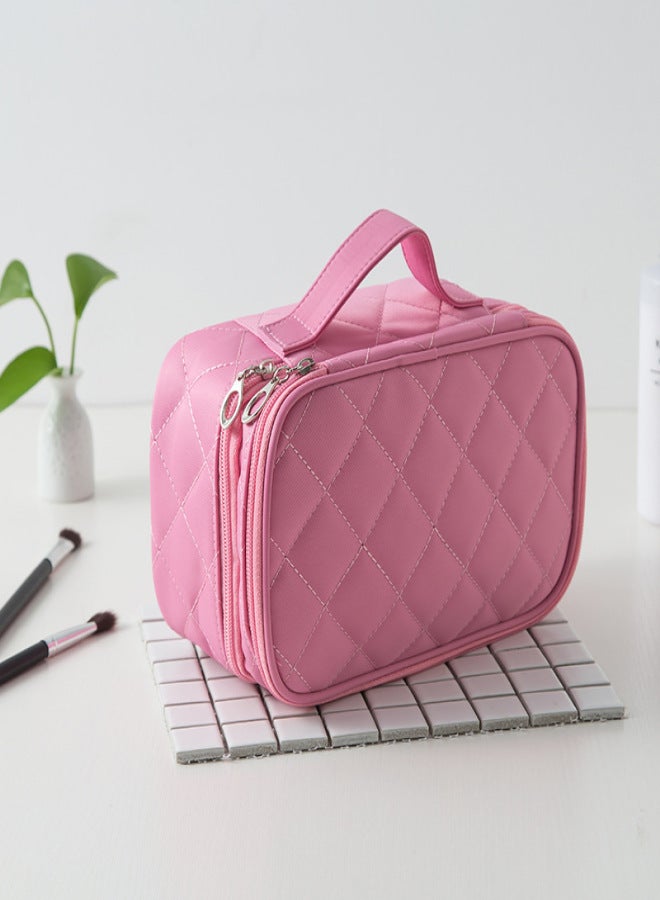 Double Layer Makeup Bag with Strap, Large Cosmetic Case for Women, Make Up Organizer for Brushes, Beauty, Eyeshadow Palette, Lipstick, Black - Image 4