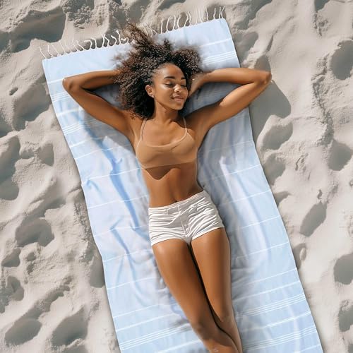 Cacala Lightweight and Thin Turkish Beach Towel 100% Cotton Sand-Free and Quick-Drying Goodness Perfect as an Extra Large Travel Towel, Beach Accessory, or Gift for Beach Lovers, 37 x 70 - Image 2