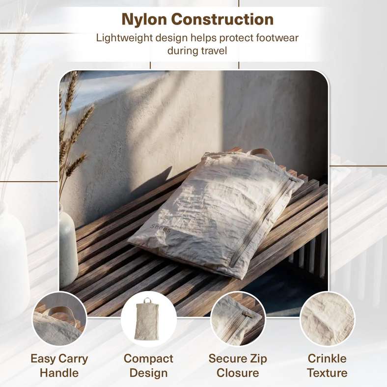 Pan Home Ether Nylon Shoe Pouch 27x8x38cm - Natural/Wheat - 262PSF9900145 - Image 5