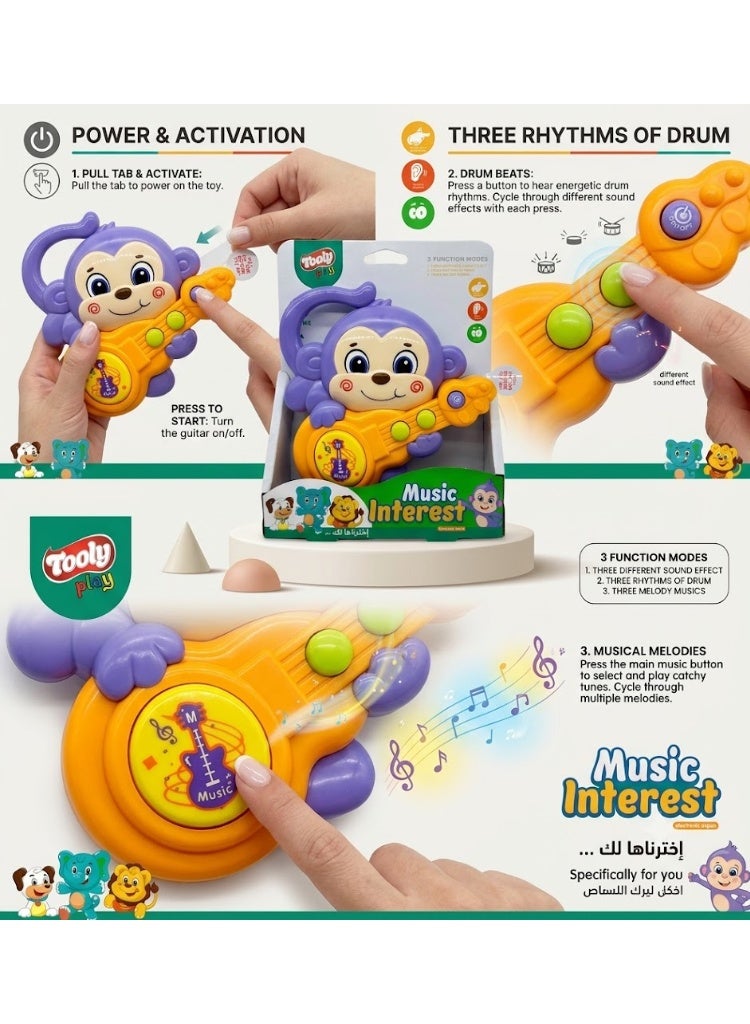 TOOLY "Music Interest" Electronic Monkey Guitar Toy for Toddlers – Musical Learning & Development Toy - Image 3