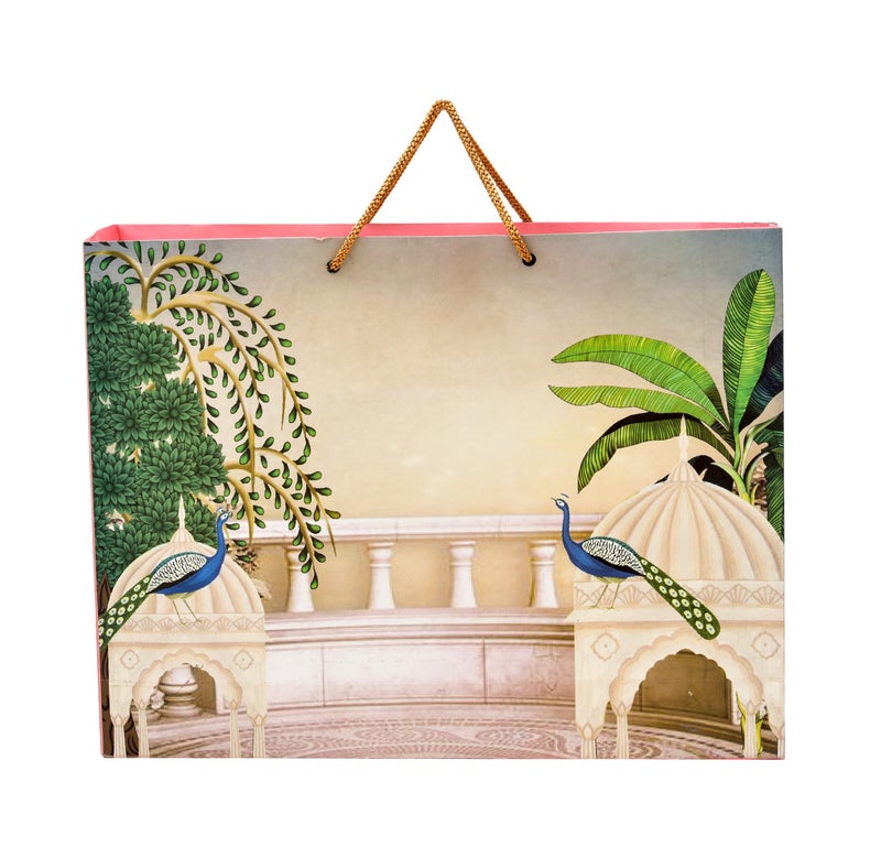 PPJ ® - WEDDING MAHAL PEACOCK PINK (30 Pcs.) PAPER CARRY BAG, 17 Inch X 13 Inch X 4 Inch - DIWALI/WEDDING/FUNCTION/BIRTHDAY/RETURN GIFTS/CHRISTMAS/GIFT BAGS/GIFT COVERS - Image 2