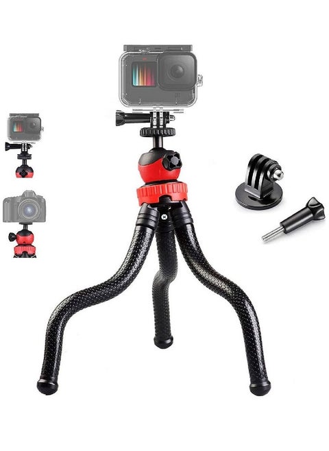 Flexible Tripod Action Camera Stand for Gopro Hero 9 /8/7/6/5/AKASO/SJCAM/YI/DJI Osmo Action/DSLR Canon Nikon Sony Camera 3 in1 Flexible Tripod with Adapter and Long Screw