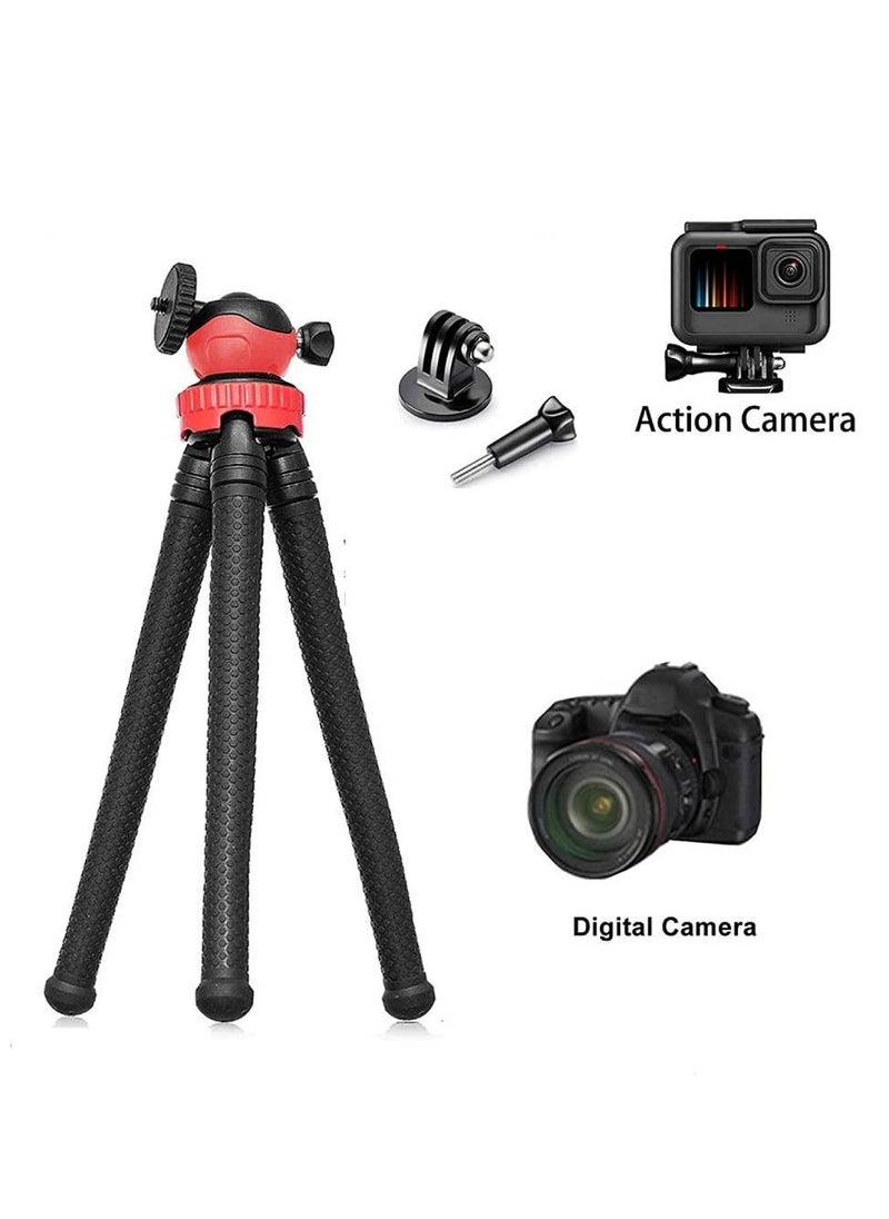 Generic - Flexible Tripod Action Camera Stand for Gopro Hero 9 /8/7/6/5/AKASO/SJCAM/YI/DJI Osmo Action/DSLR Canon Nikon Sony Camera 3 in1 Flexible Tripod with Adapter and Long Screw - Image 1