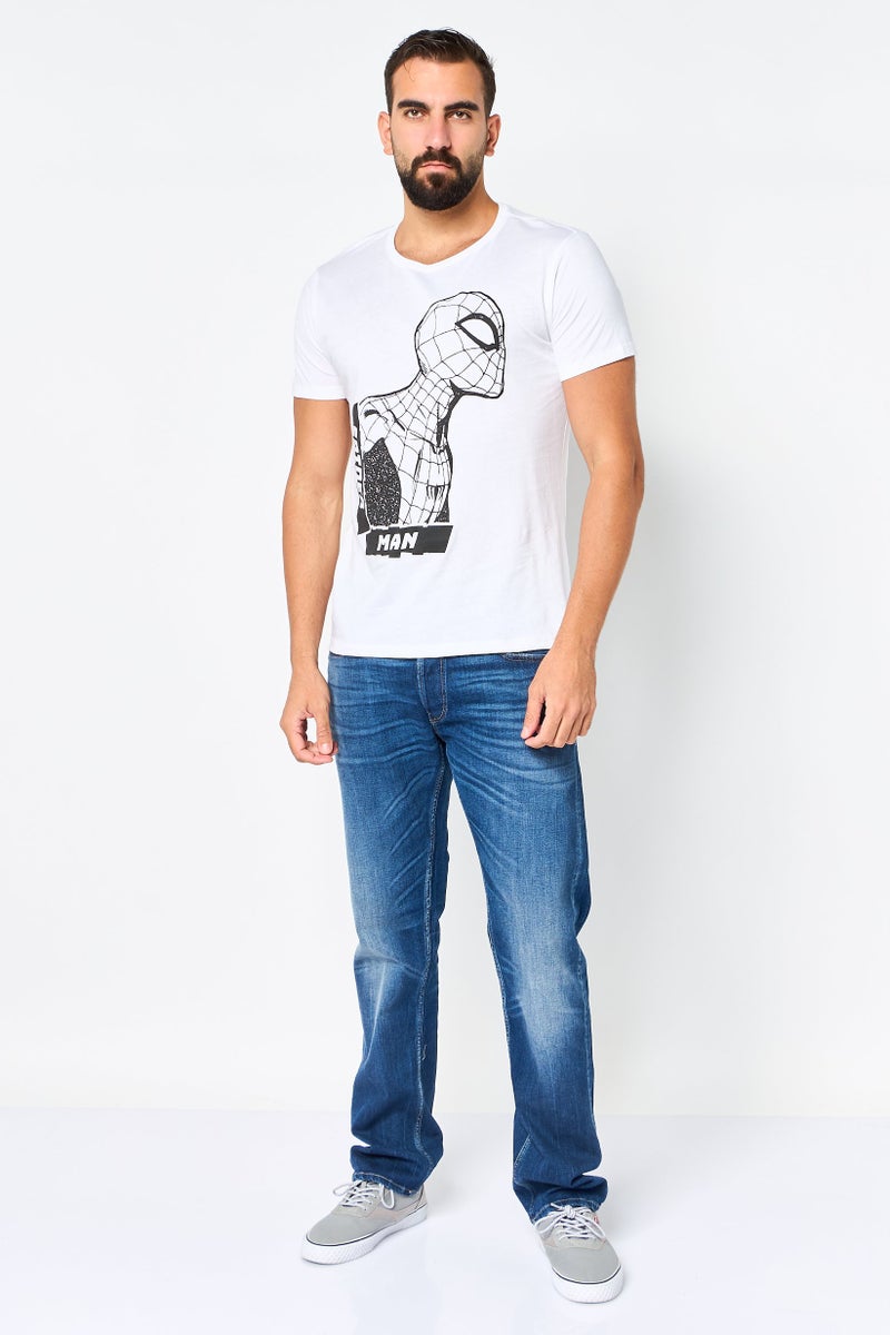 Difuzed x Marvel Men Crew Neck Short Sleeve Spider Man T-Shirt, White - Image 4