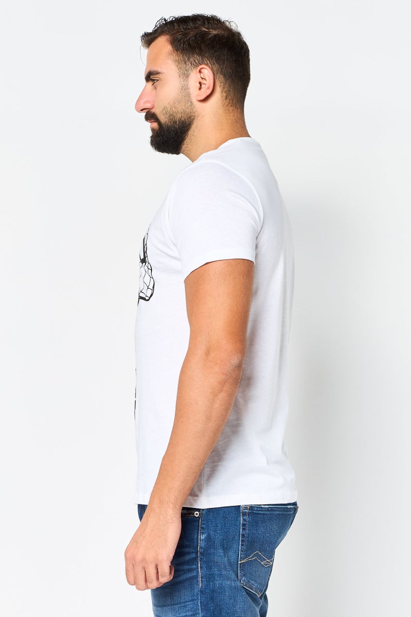 Difuzed x Marvel Men Crew Neck Short Sleeve Spider Man T-Shirt, White - Image 3