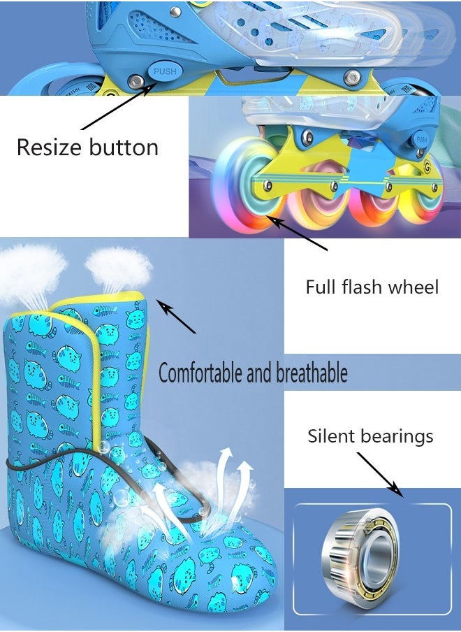 ZCM-HAPPY - Adjustable Inline Skates Roller Skate Set with LED 4 Wheel Flashing Lights - Image 1