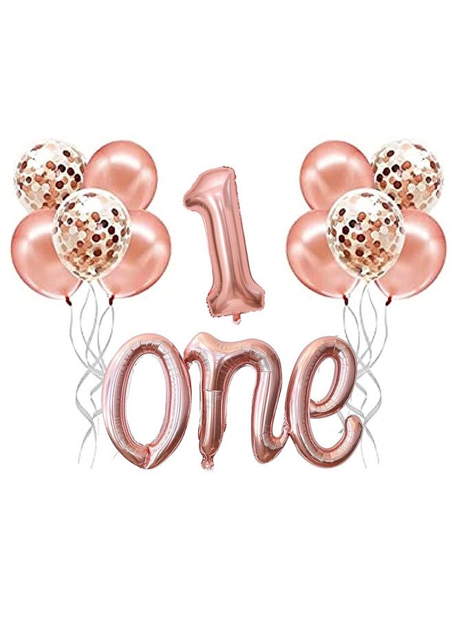 TOYXE Ist Number Balloon With One Cursive Letter With Confetti And Latex Balloons Rose Gold, 1 Piece - Image 1