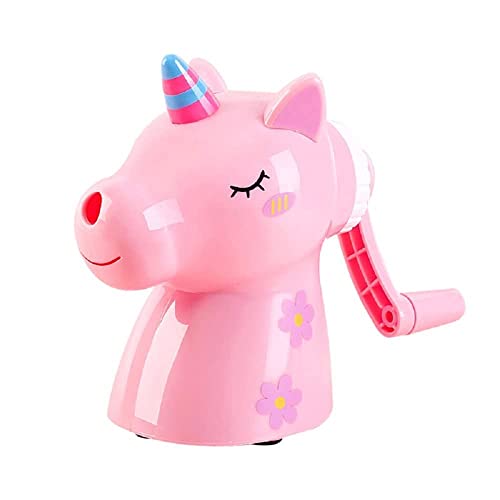 Niku Plastic Cute Cartoon Unicorn Shaped Manual Color Pencils/Pencil Sharpener for Toddlers, Table Sharpener Machine School Stationery Gift for Kids (Pack of 1, Multi Color) - Image 1