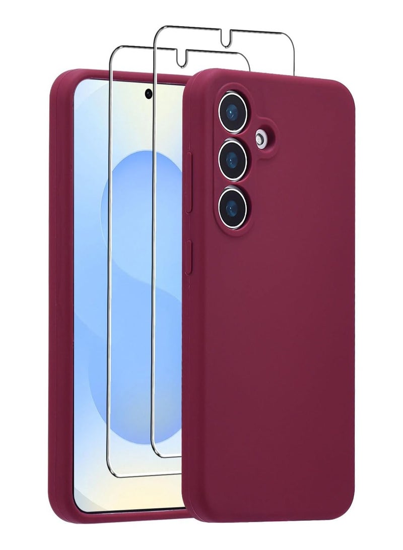 BORTONY Samsung Galaxy S25 Case Cover Silicone Soft Gel Rubber Case with 2-Pack Screen Protector 9H Hardness HD Clear Glass for Samsung Galaxy S25 6.2-inch - Image 1