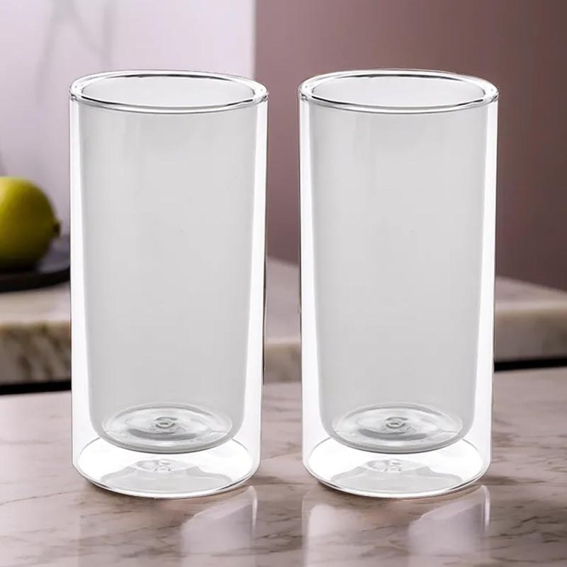 UMAI Double Wall Borosilicate Glass Coffee Mug Cups Set of 2250ml Each High Thermal Resistance Microwave Dishwasher Safe Gifting Pack for FriendsFamilyCouples Grey Grey - Image 1