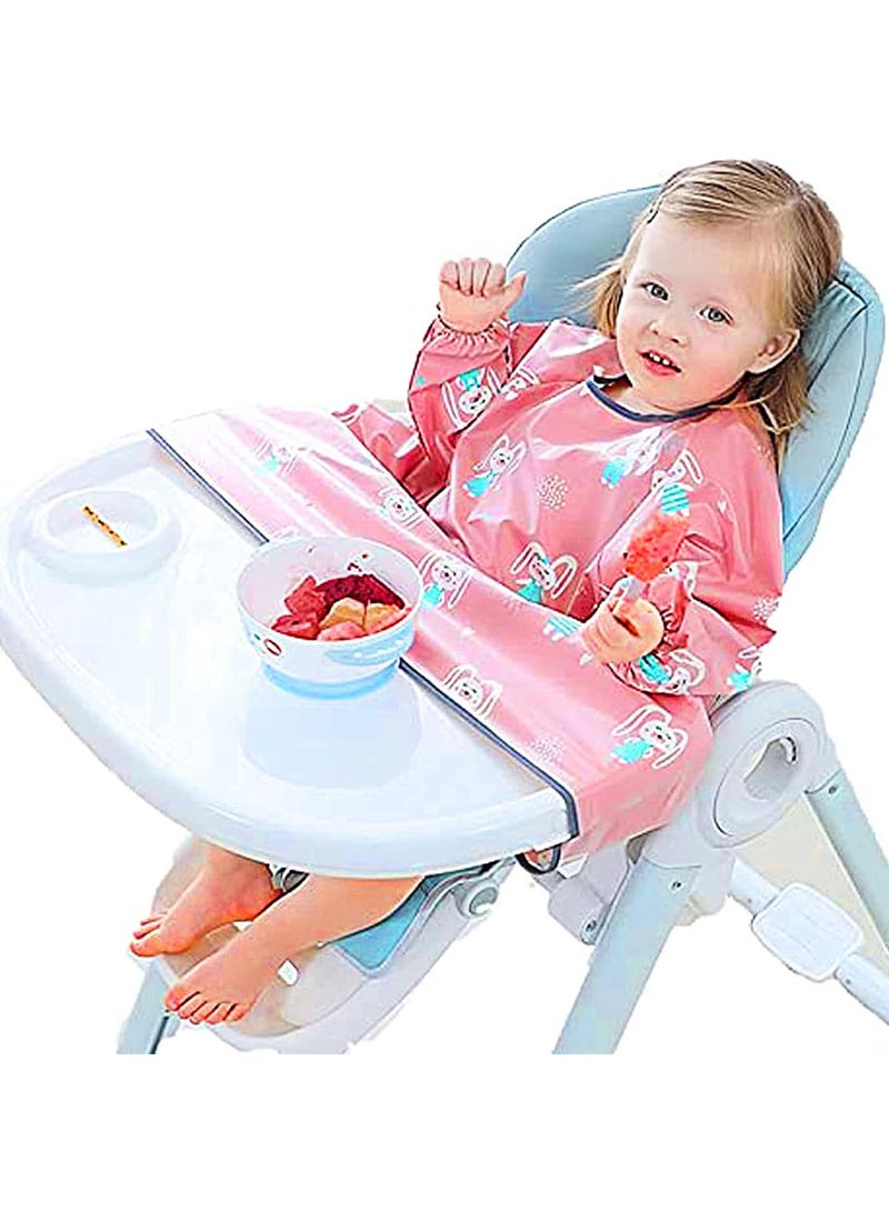 Coverall Baby Feeding Bib, Long Sleeve Weaning Bib Baby Waterproof Feeding Bibs with Sleeves Easy to Clean Baby Bibs for Eating Suitable for Baby-Led Weaning for Ages 5mths to 2yrs