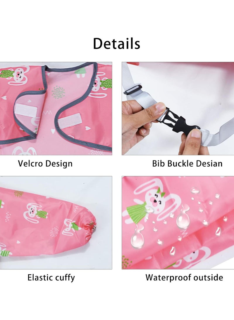 Coverall Baby Feeding Bib, Long Sleeve Weaning Bib Baby Waterproof Feeding Bibs with Sleeves Easy to Clean Baby Bibs for Eating Suitable for Baby-Led Weaning for Ages 5mths to 2yrs