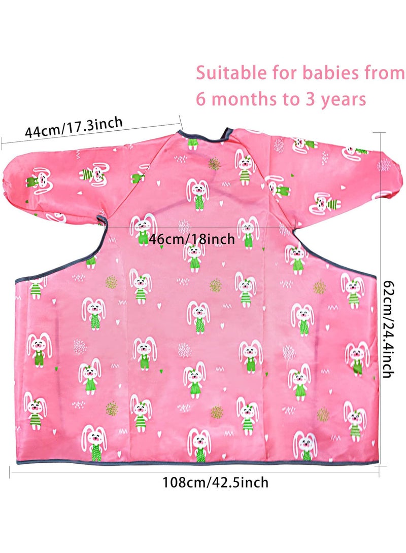 Coverall Baby Feeding Bib, Long Sleeve Weaning Bib Baby Waterproof Feeding Bibs with Sleeves Easy to Clean Baby Bibs for Eating Suitable for Baby-Led Weaning for Ages 5mths to 2yrs