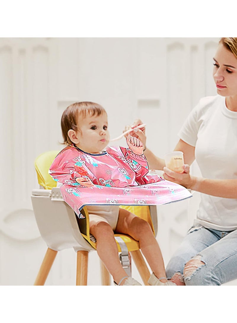 Coverall Baby Feeding Bib, Long Sleeve Weaning Bib Baby Waterproof Feeding Bibs with Sleeves Easy to Clean Baby Bibs for Eating Suitable for Baby-Led Weaning for Ages 5mths to 2yrs