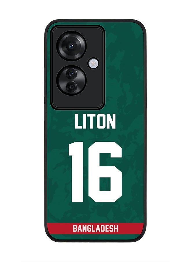 Stylizedd Rugged Black edge case for Oppo Reno11 F / Oppo F25 Pro 5G, Slim fit Flexible Anti Drop Thin Cover - Team Bangladesh Liton Das, Jersey No 16  - Image 1