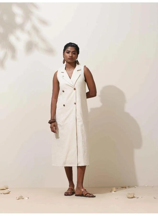 trueBrowns trueBrowns Off White Cotton Dress