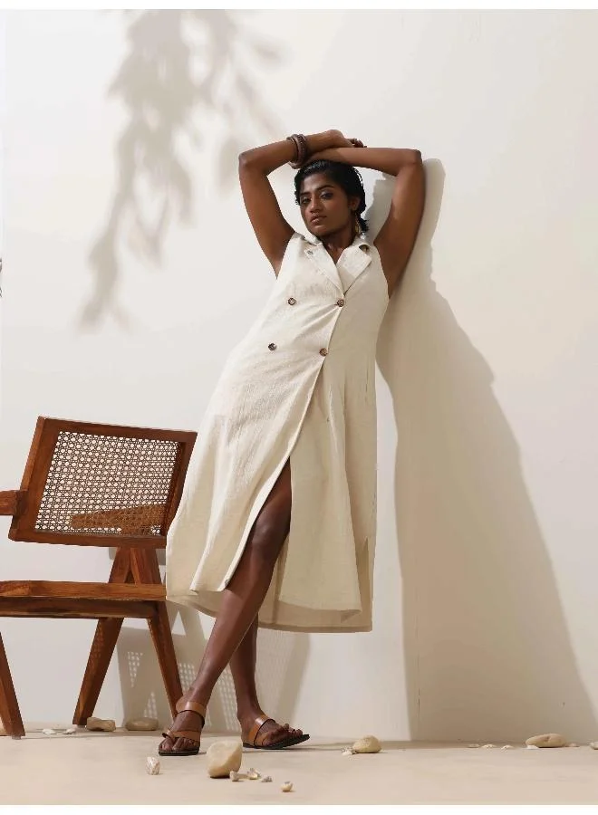 trueBrowns  trueBrowns Off White Cotton Dress for Women | Best Price UAE