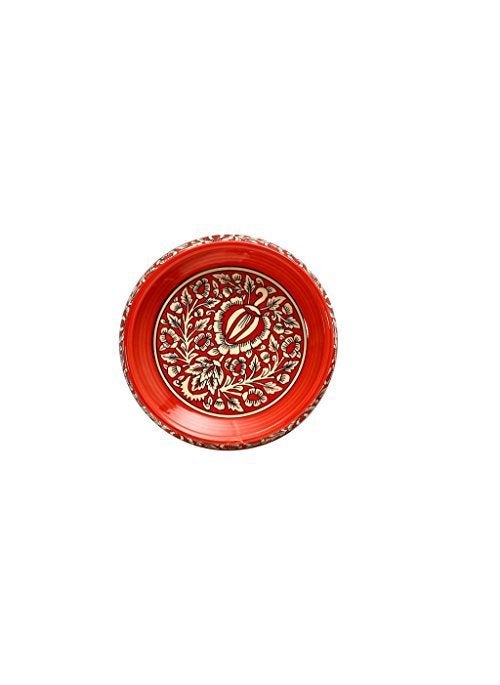 Caffeine Caffeine Ceramic Handmade Red Mughal Decorative Bowl 8 inch (Set of 1)  - Image 2