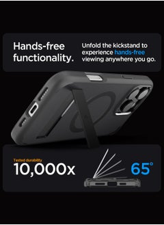 Spigen غطاء حالة Ultra Hybrid S MagFit لهاتف iPhone 16 Pro MAX مع ميزة MagSafe وقاعدة - أسود فوتس  - Image 3