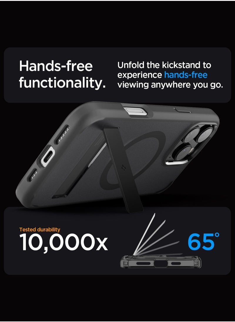 Spigen غطاء حالة Ultra Hybrid S MagFit لهاتف iPhone 16 Pro MAX مع ميزة MagSafe وقاعدة - أسود فوتس  - Image 3