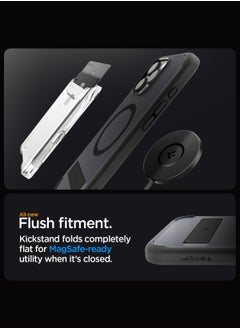 Spigen غطاء حالة Ultra Hybrid S MagFit لهاتف iPhone 16 Pro MAX مع ميزة MagSafe وقاعدة - أسود فوتس  - Image 4